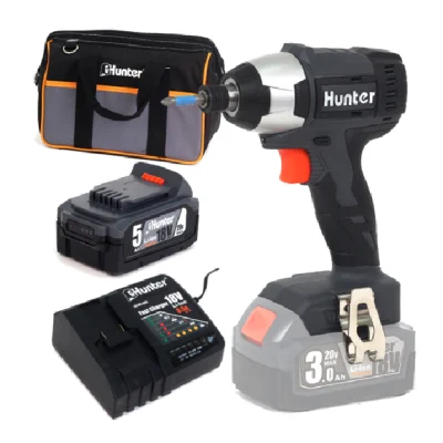 מברגת אימפקט נטענת בראשלס + 2 סוללות Hunter 100312-019 18V 5Ah האנטר