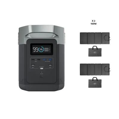 מערכת סולארית היברידית – קיבולת 1.27Kwh  – הספק 1.8Kw- סולארי 320W יצרן ECOFLOW