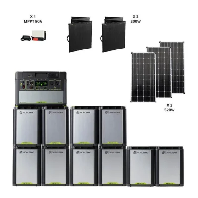 מערכת סולארית היברידית – קיבולת 15.5Kwh  – הספק 2Kw- סולארי 2100W  יצרן GOALZERO