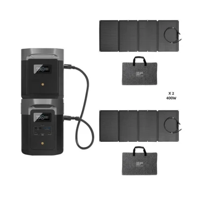 מערכת סולארית היברידית – קיבולת 4Kwh  – הספק 2.4Kw- סולארי 800W יצרן ECOFLOW