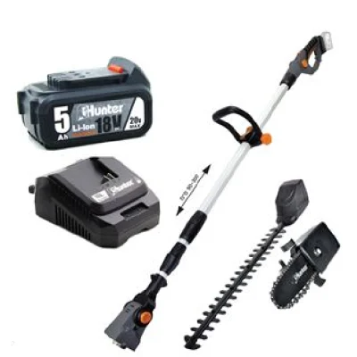 סט גוזם גדר חי ומשור שרשרת 8" טלסקופי 18V | עם סוללה HUNTER | 5A